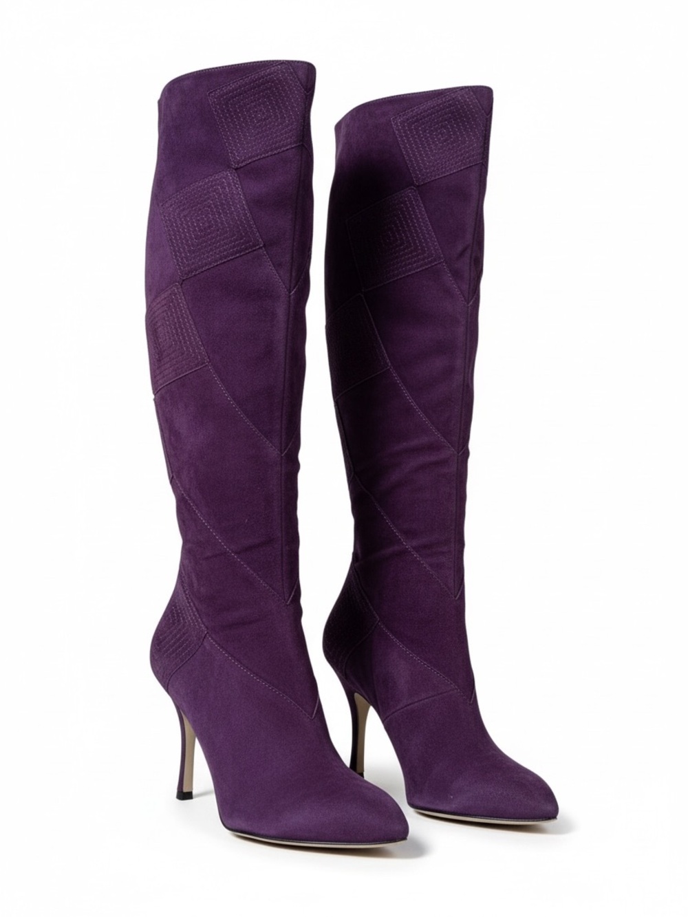 VIA SPIGA Over The Knee High Purple Suede Pointed Toe Stiletto Zip Boots 6.5